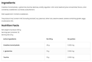 CGT Powder  Creatine + Glutamine + Taurine